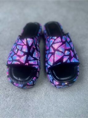 Women’s Sequin Slide Sandals in Purple & Blue